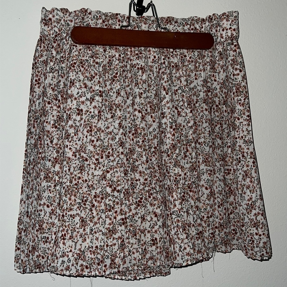 LOFT pleated‎ mini skirt inside shorts elastic waist prairie floral print Sz S